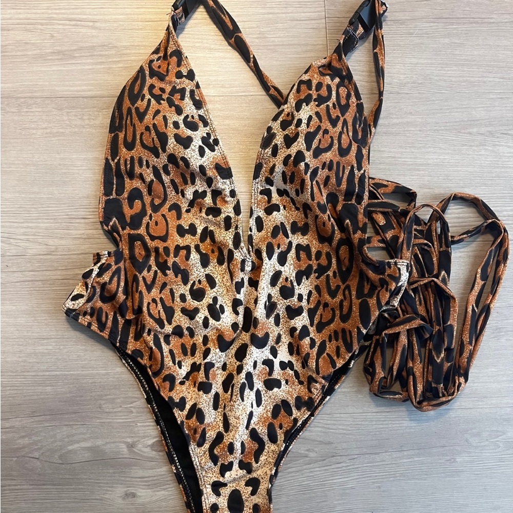 Leopard one piece swimsuit